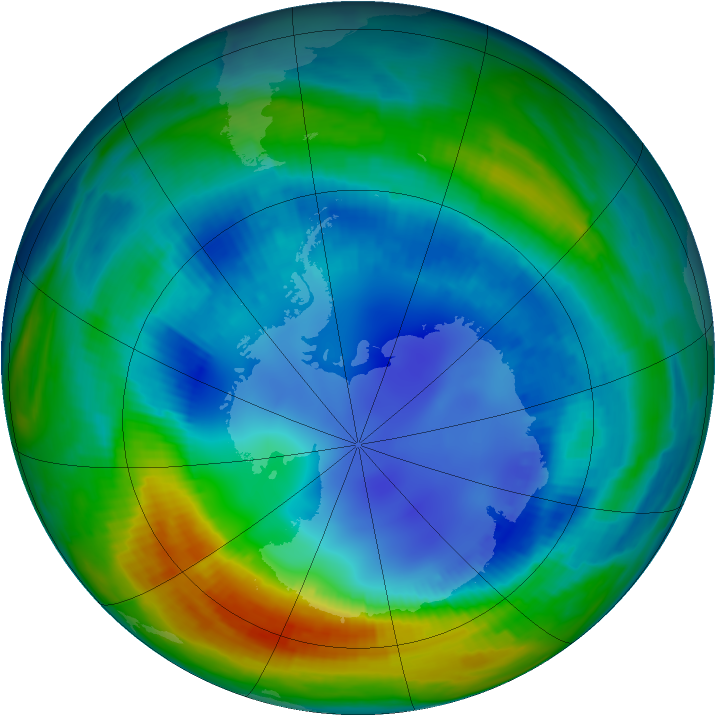 Antarctic ozone map for 14 August 1997